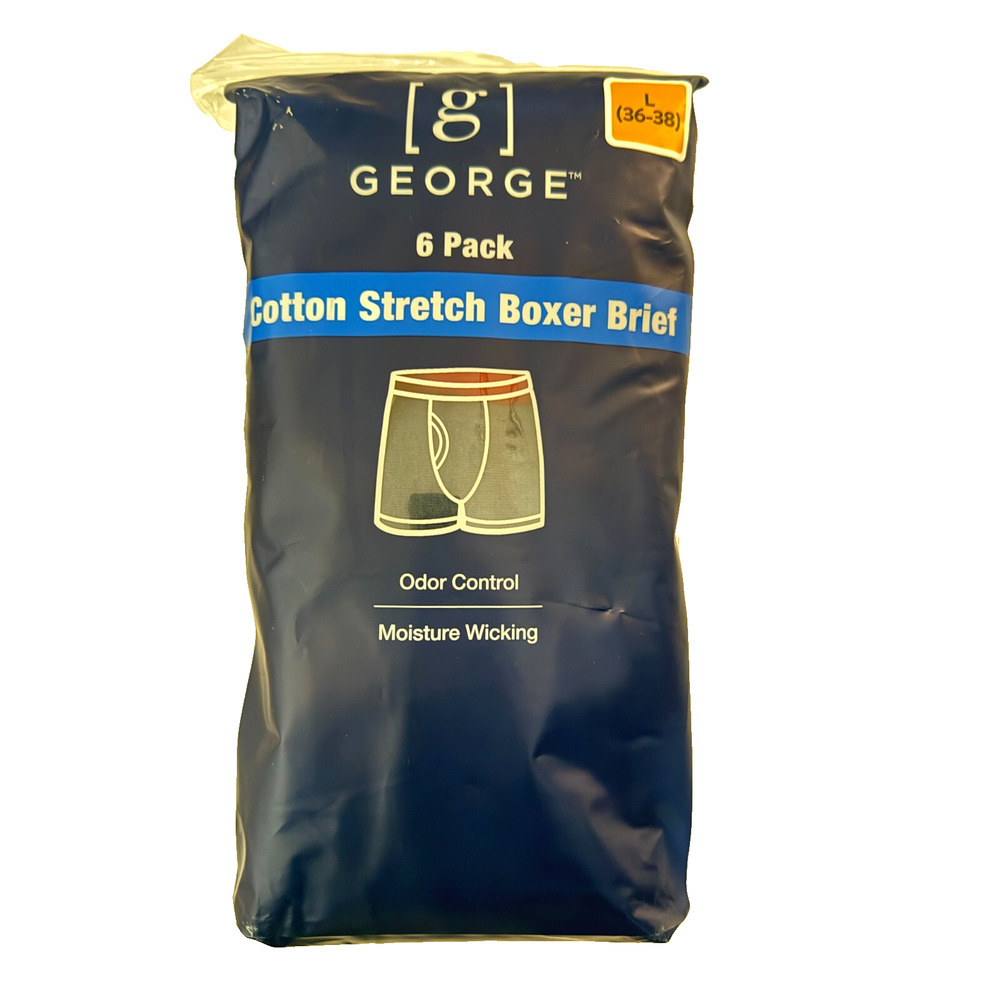George 6 Pack Cotton Stretch‎ Boxer Briefs Large 36-38